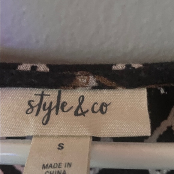 Style & Co. Black and Brown Patterned Blouse - Picture 2 of 3